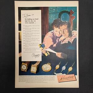 Vintage Hamilton Watch Christmas Ad – “To Jim” Romantic Gift Theme – 1940s